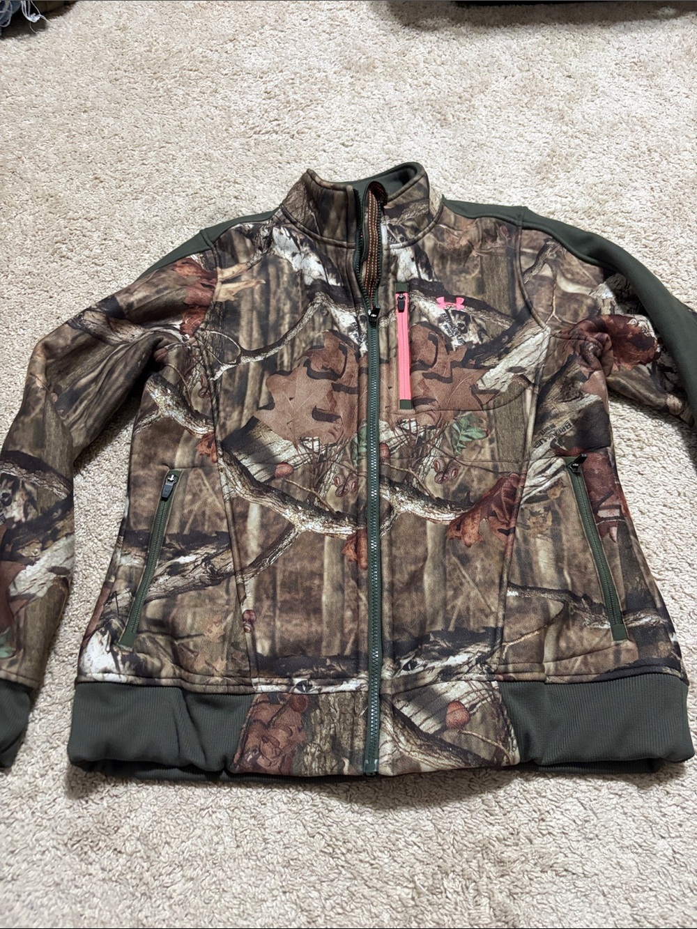Under Armour Womens Jacket XL Camo Full Zip Fleece Lined Activewear
